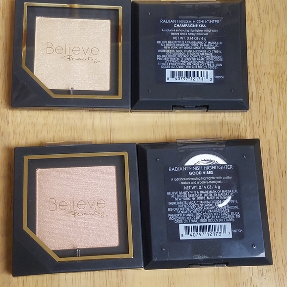 NWT (2) BELIEVE Beauty Radiant Finish Highlighters: Champagne Kiss + Good Vibes! - Picture 5 of 15
